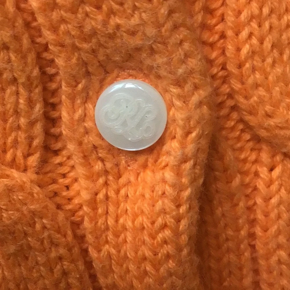 RL Cable Knit Cotton‎ Cardigan Peplum Ruffle Button Sweater Classic Colorful